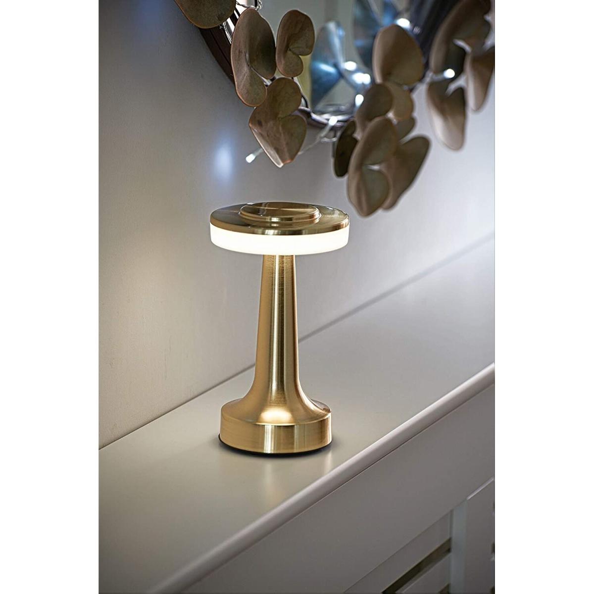 Auraglow Rechargeable LED Cordless Table Lamp - WALDORF - Satin Brass - Bronze / Twin Pack – image 3