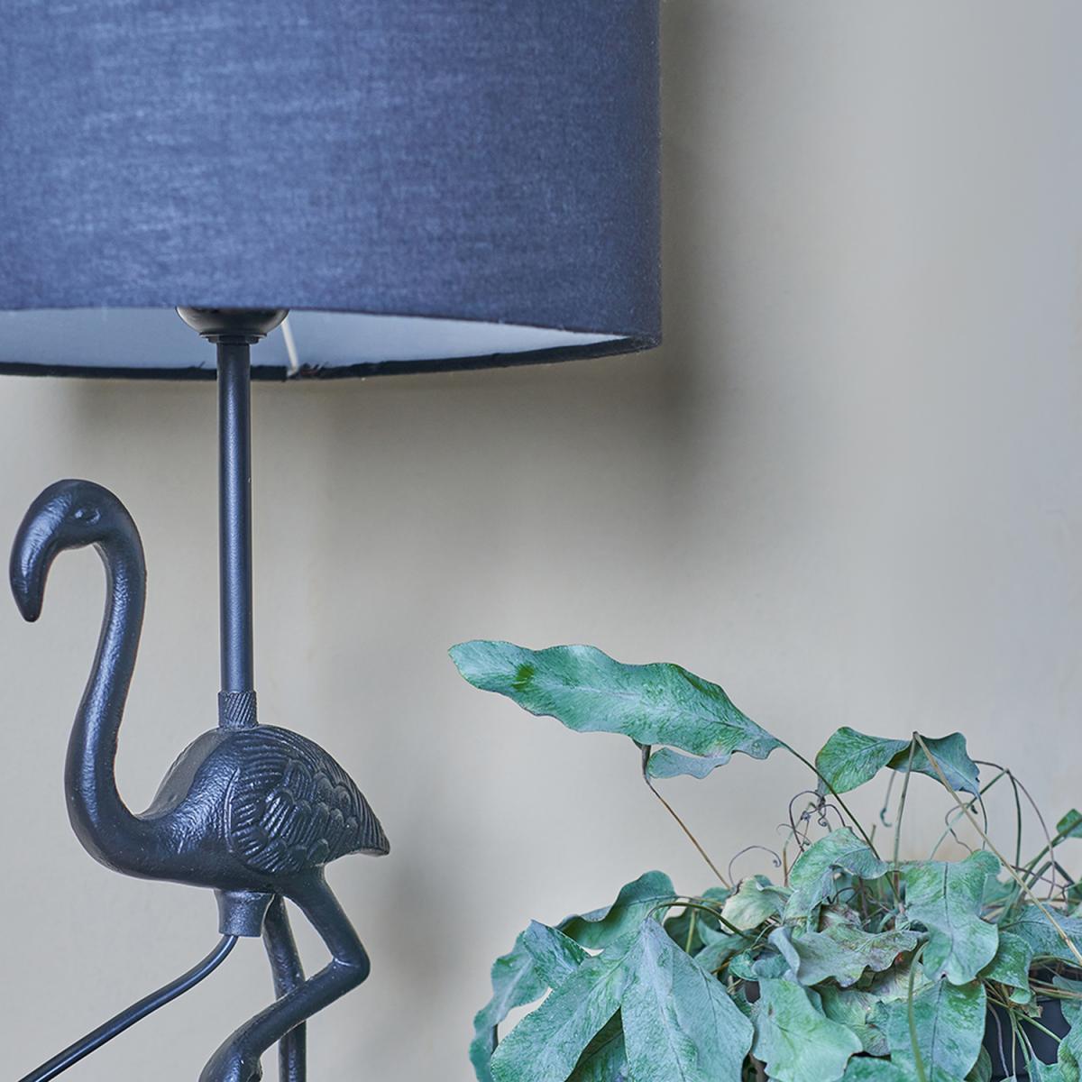 Modern Matt Black Flamingo Bird Design Table Lamp With Black Drum Shade - Black – image 4