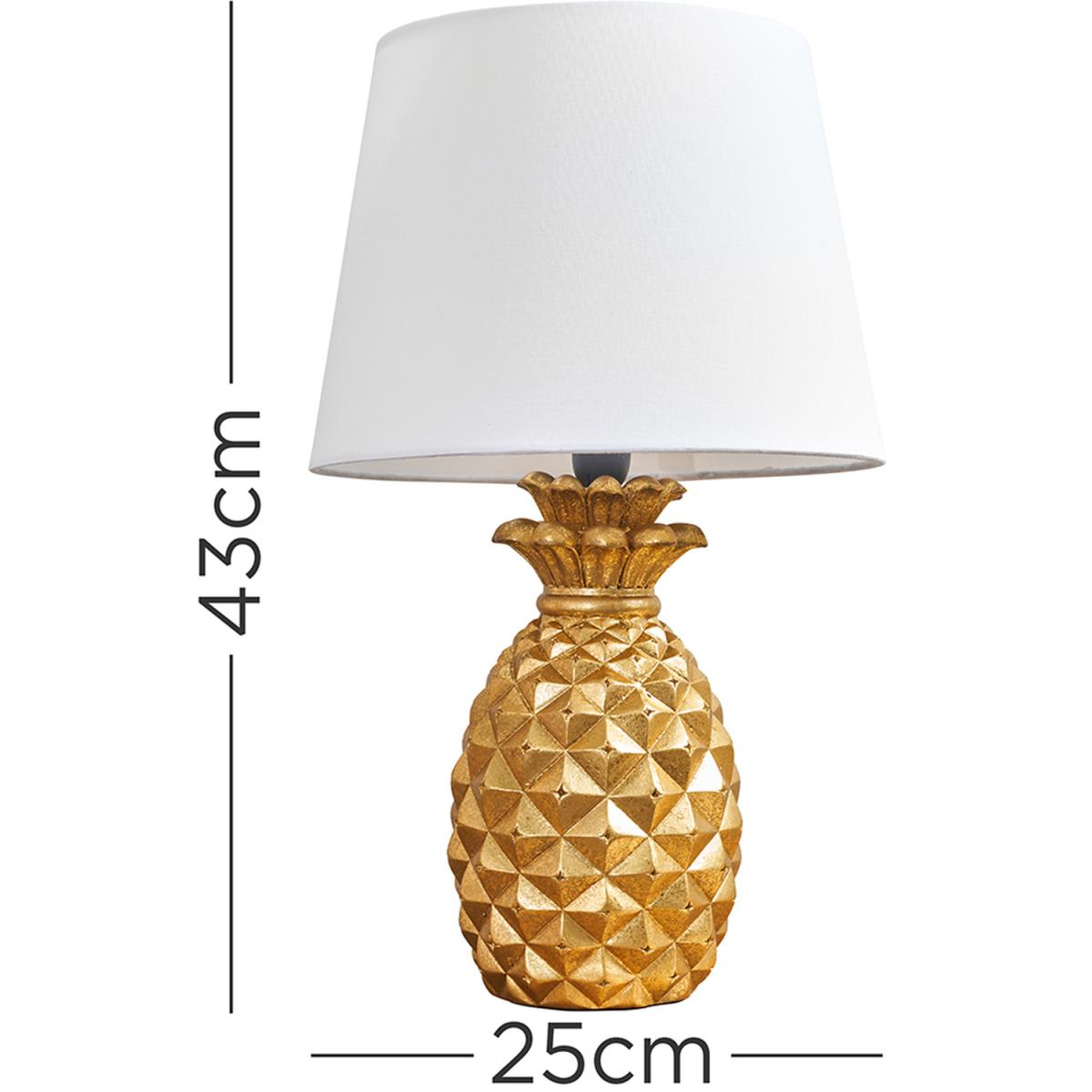 Contemporary Pineapple Design Gold Effect Table Lamp With White Shade - Gold – image 6