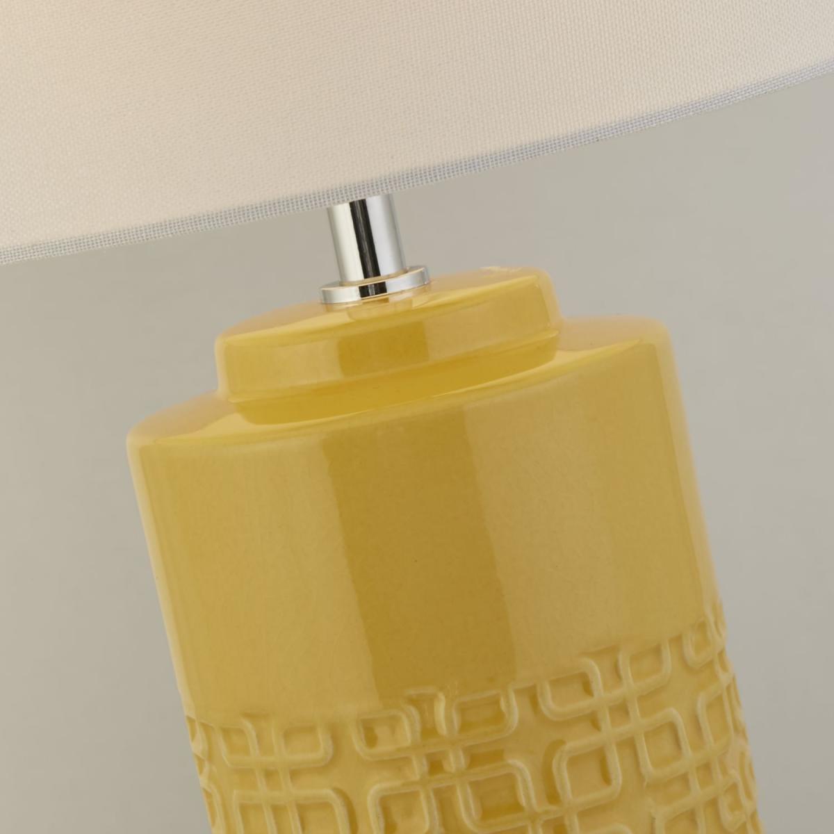 Ochre Ceramic Linen Shade Table Lamp - Yellow – image 3