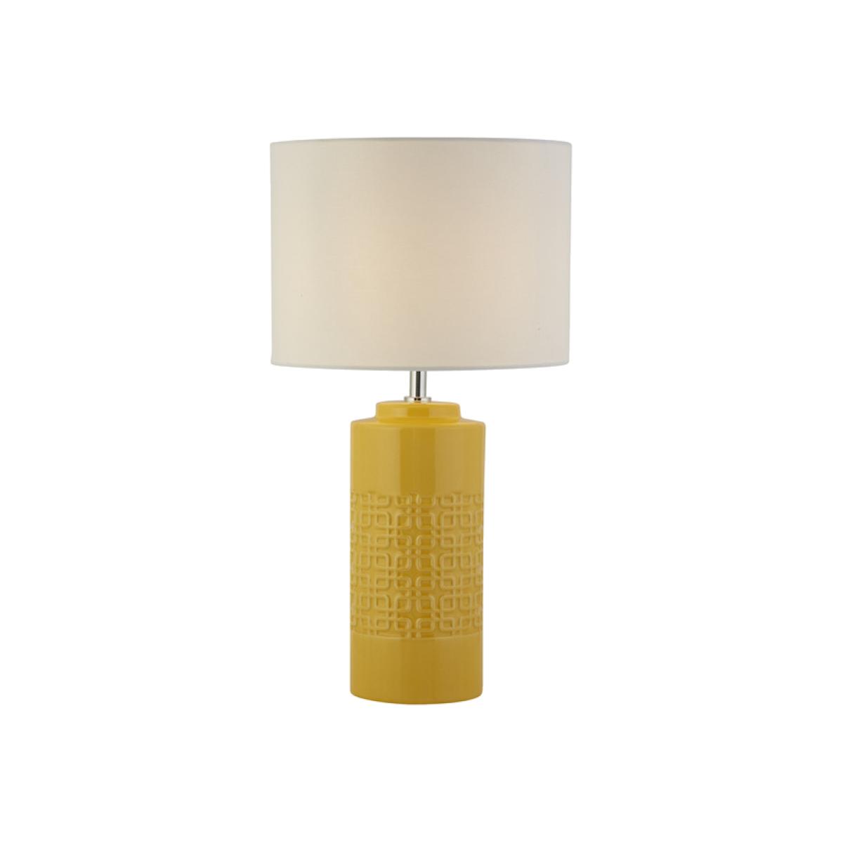 Ochre Ceramic Linen Shade Table Lamp - Yellow – image 1