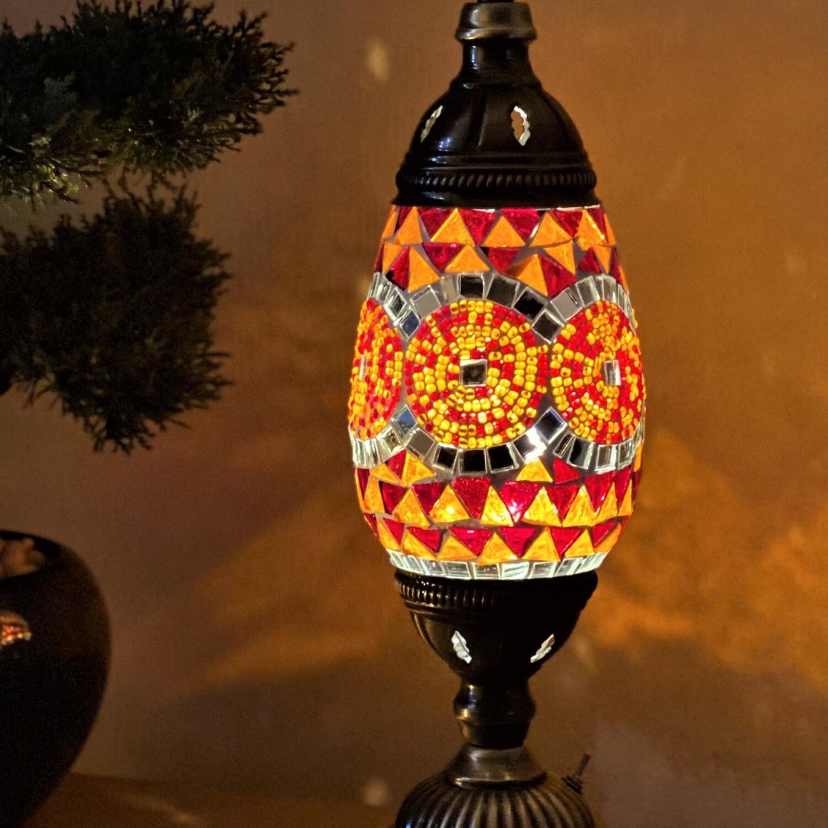 Battery Lamp Mosaic Glass Flute - Orange - Orange – image 2