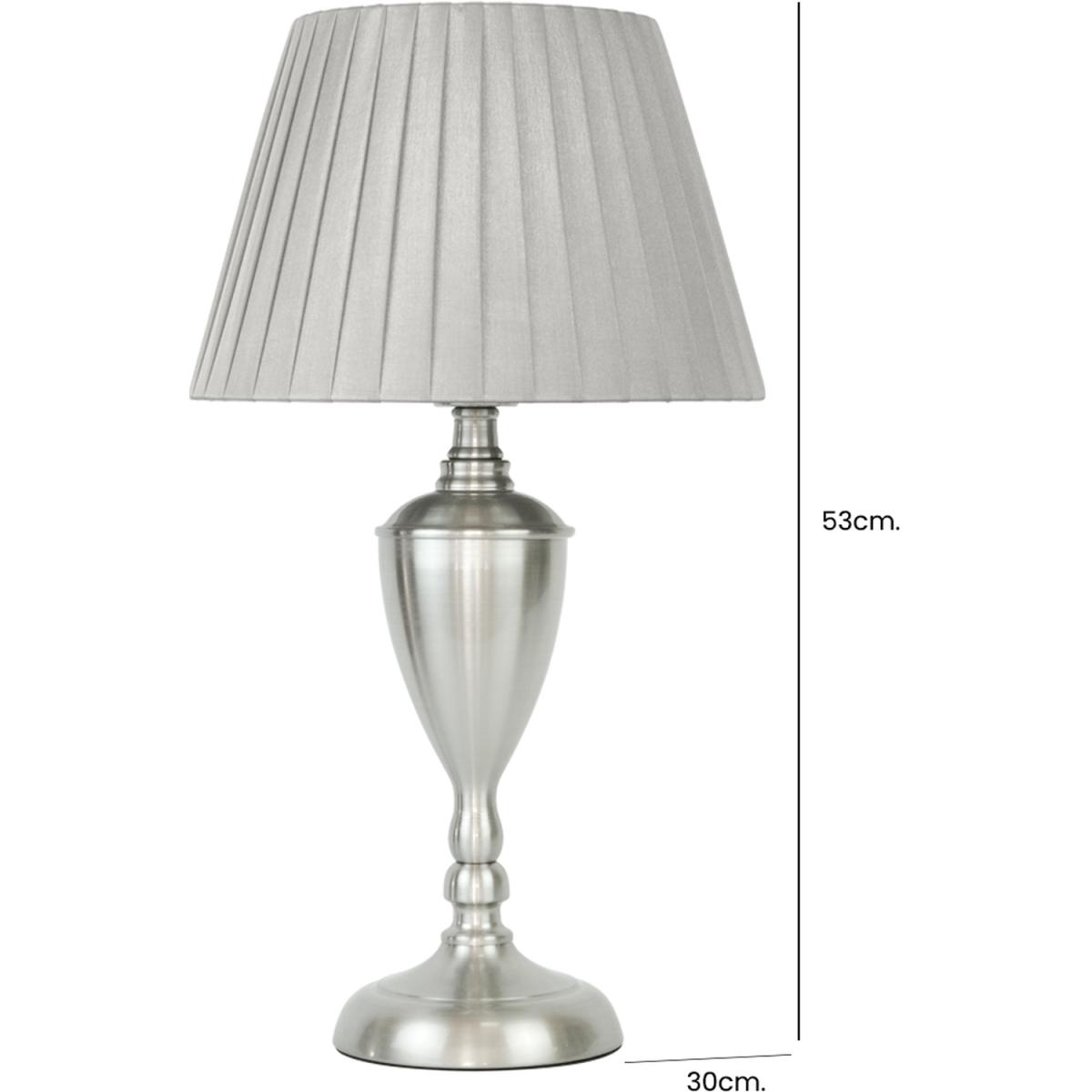 Satin Silver Metal Base Table Lamp - Silver and Grey – image 3