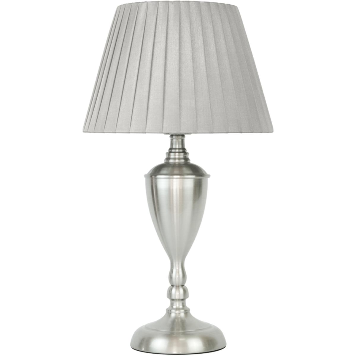 Satin Silver Metal Base Table Lamp - Silver and Grey – image 4