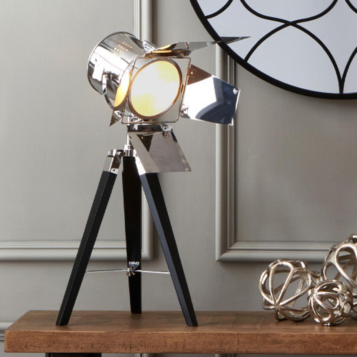 Modern Tripod Table Lamp Bullseye Shade - Black