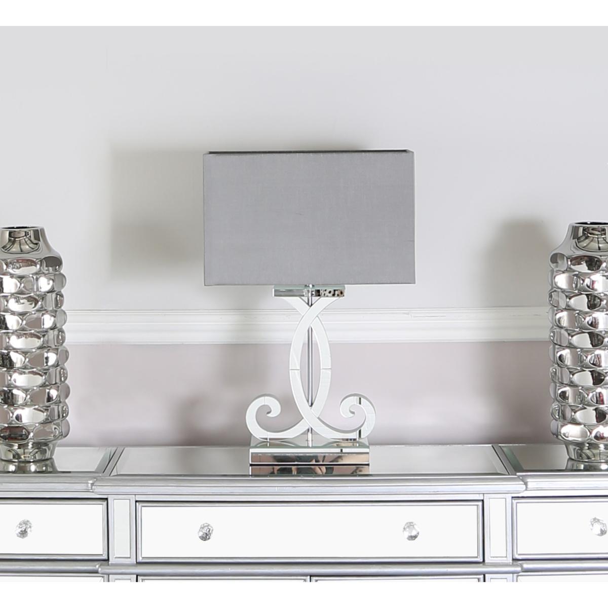 Hera Clear Mirror Table Lamp with Grey Shade - smoked Mirror – image 2