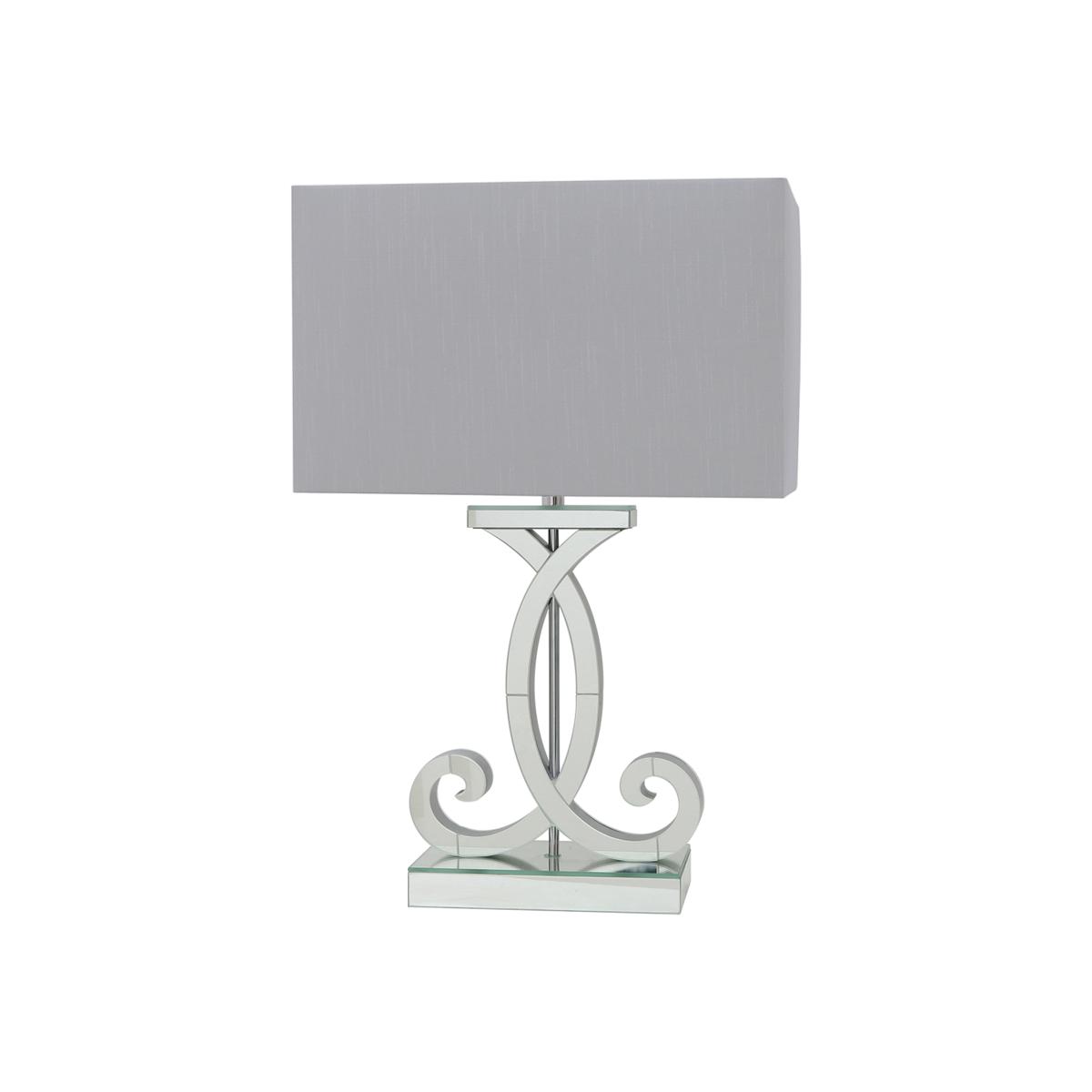 Hera Clear Mirror Table Lamp with Grey Shade - smoked Mirror – image 1