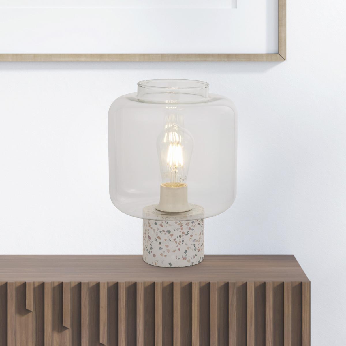 Terrazzo Finish Lamp with Glass Shade - Neutral – image 2