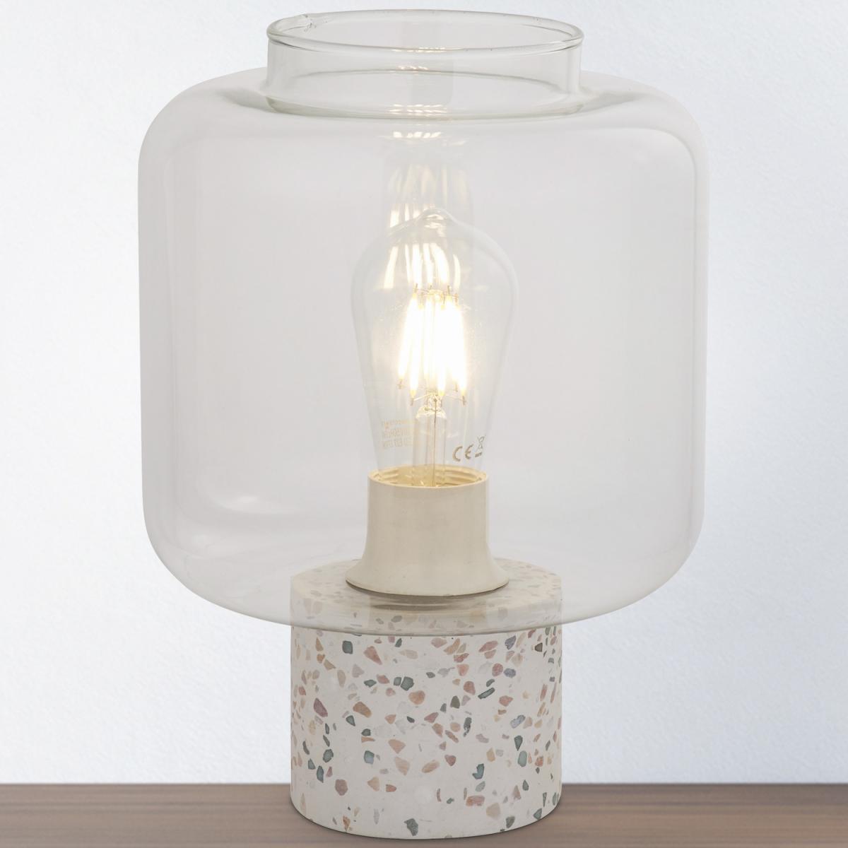 Terrazzo Finish Lamp with Glass Shade - Neutral – image 1