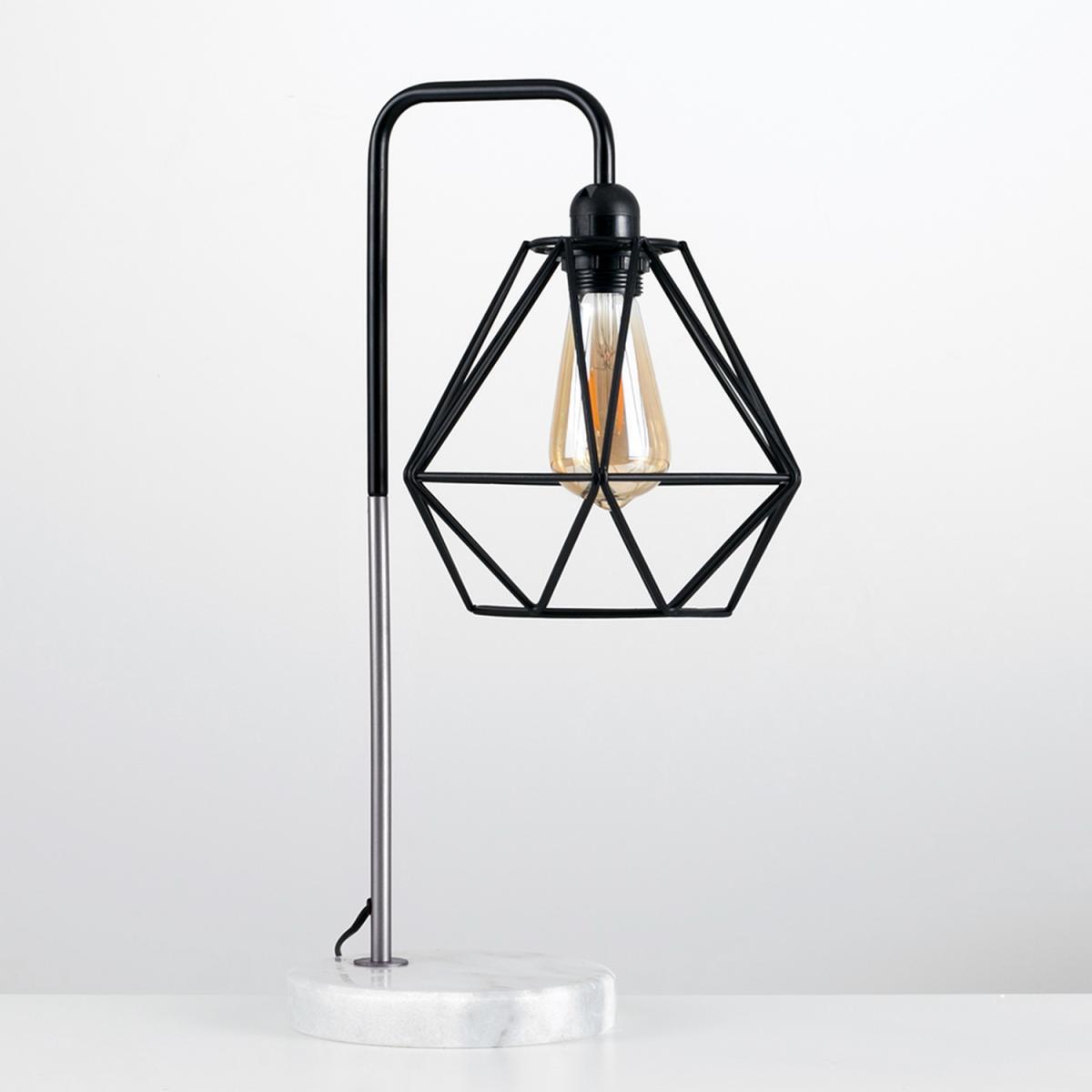 Talisman Black And Chrome Table Lamp Black Metal Cage Shade - Black – image 3