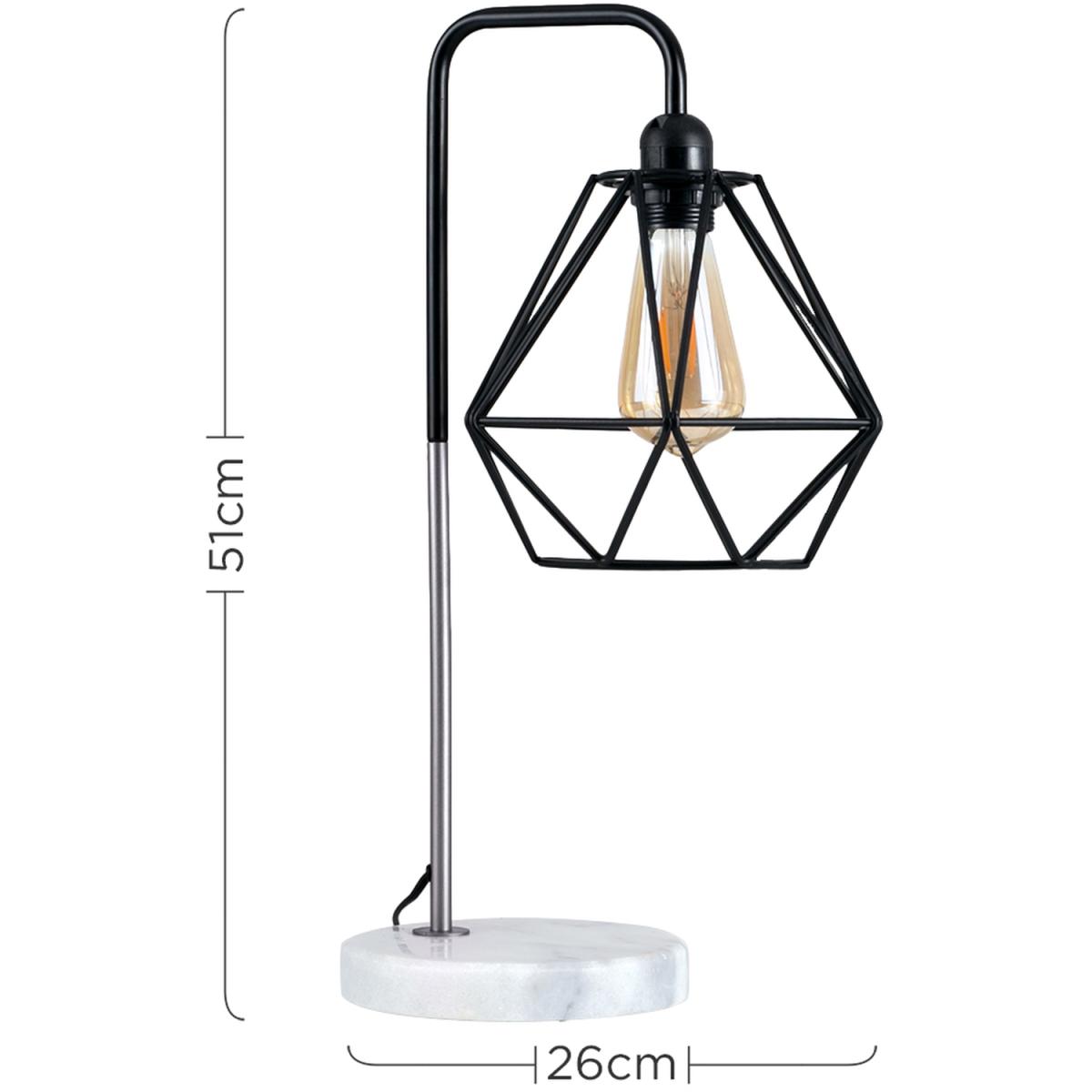 Talisman Black And Chrome Table Lamp Black Metal Cage Shade - Black – image 7
