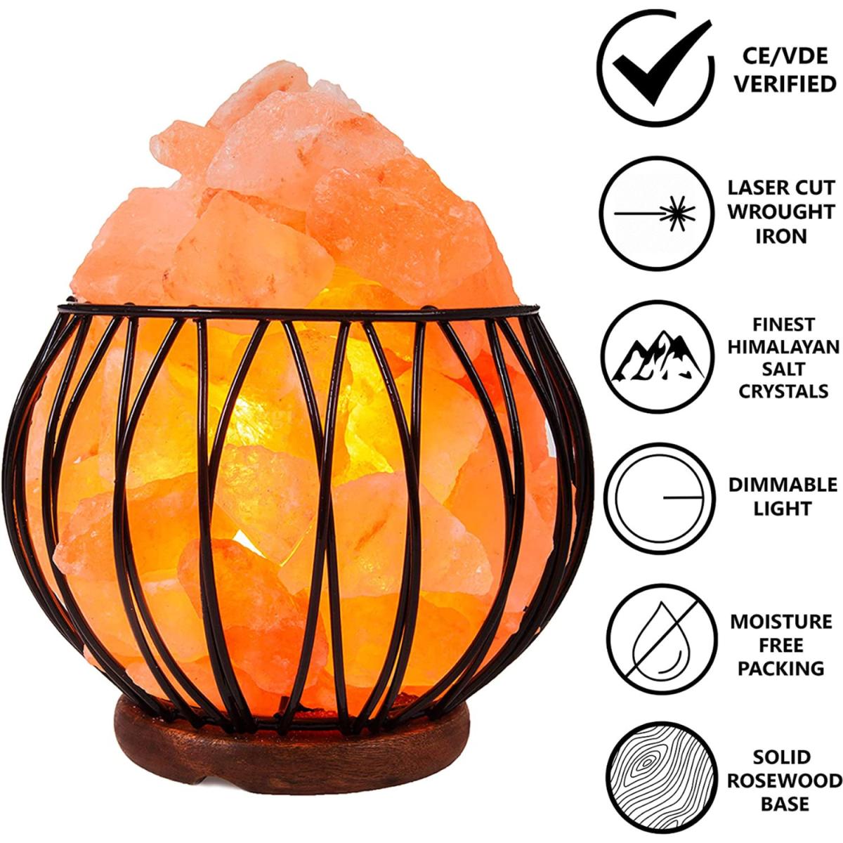 Himalayan Salt Lamp Basket Dimmable - Black – image 3