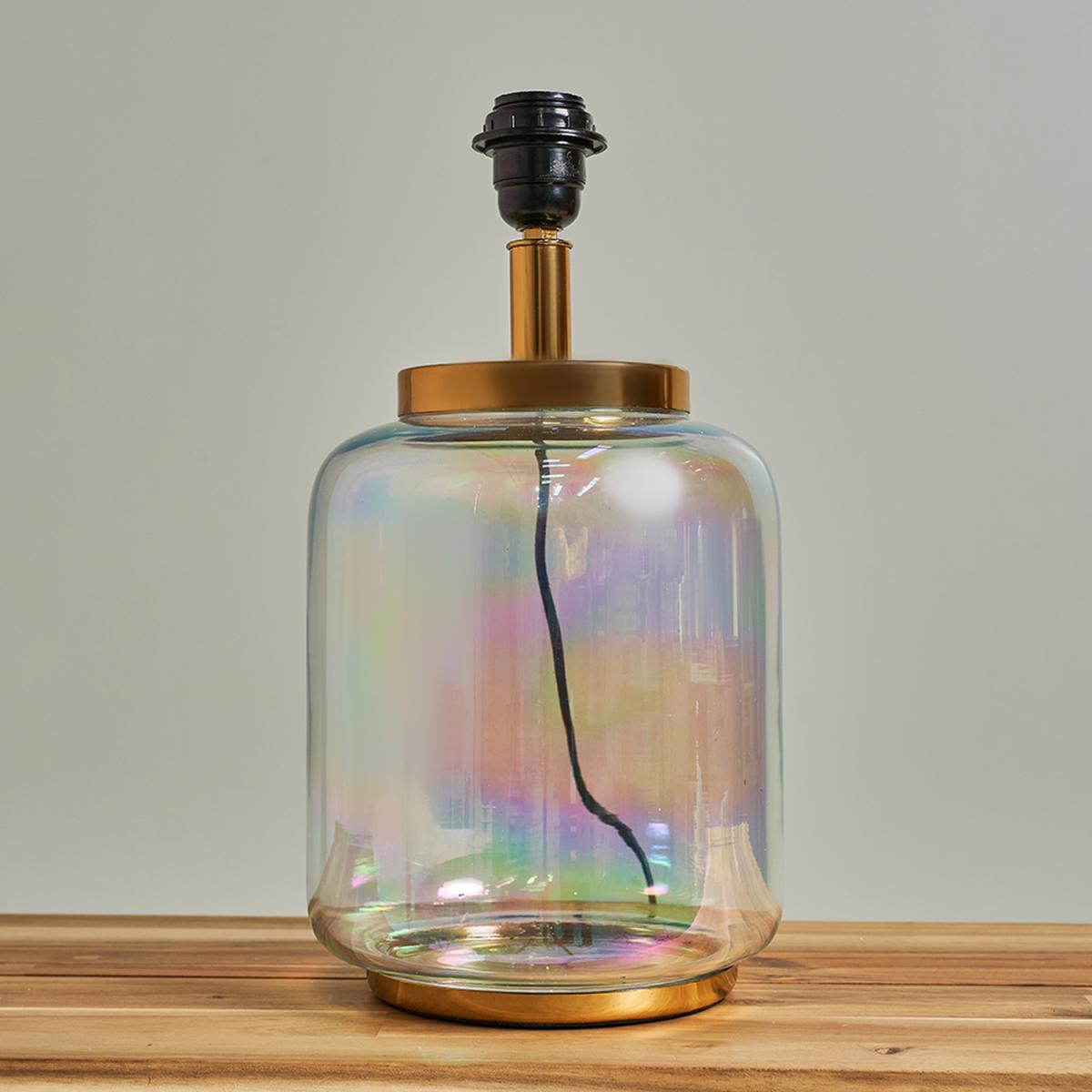 Contemporary Polished Brass And Iridescent Clear Glass Jar Table Lamp Base - Clear – image 2