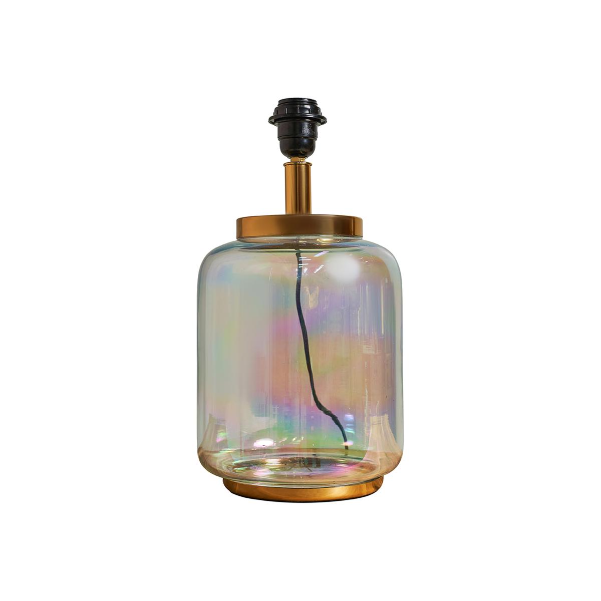 Contemporary Polished Brass And Iridescent Clear Glass Jar Table Lamp Base - Clear – image 1