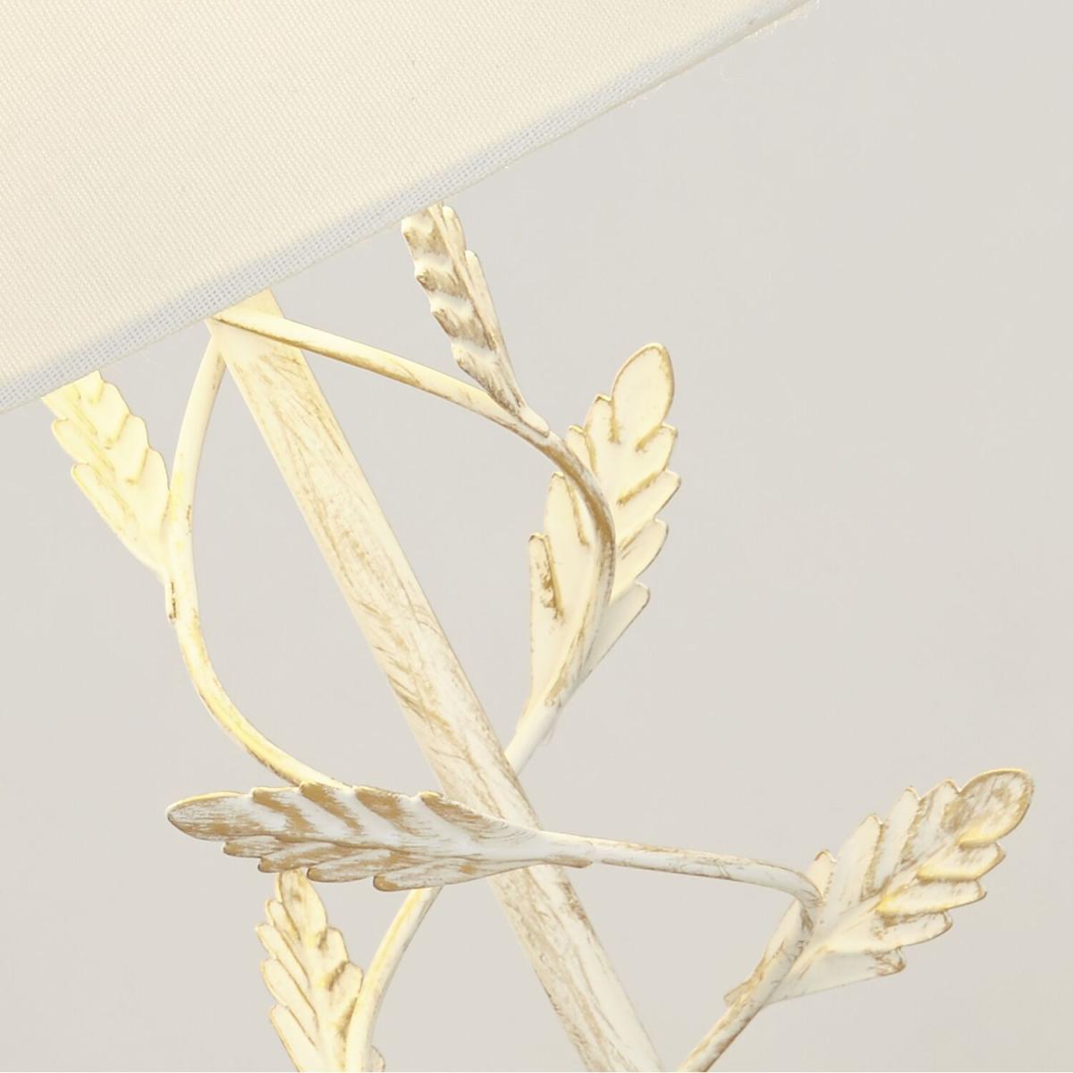 Brushed Gold Metal Leaf Table Lamp - White – image 2