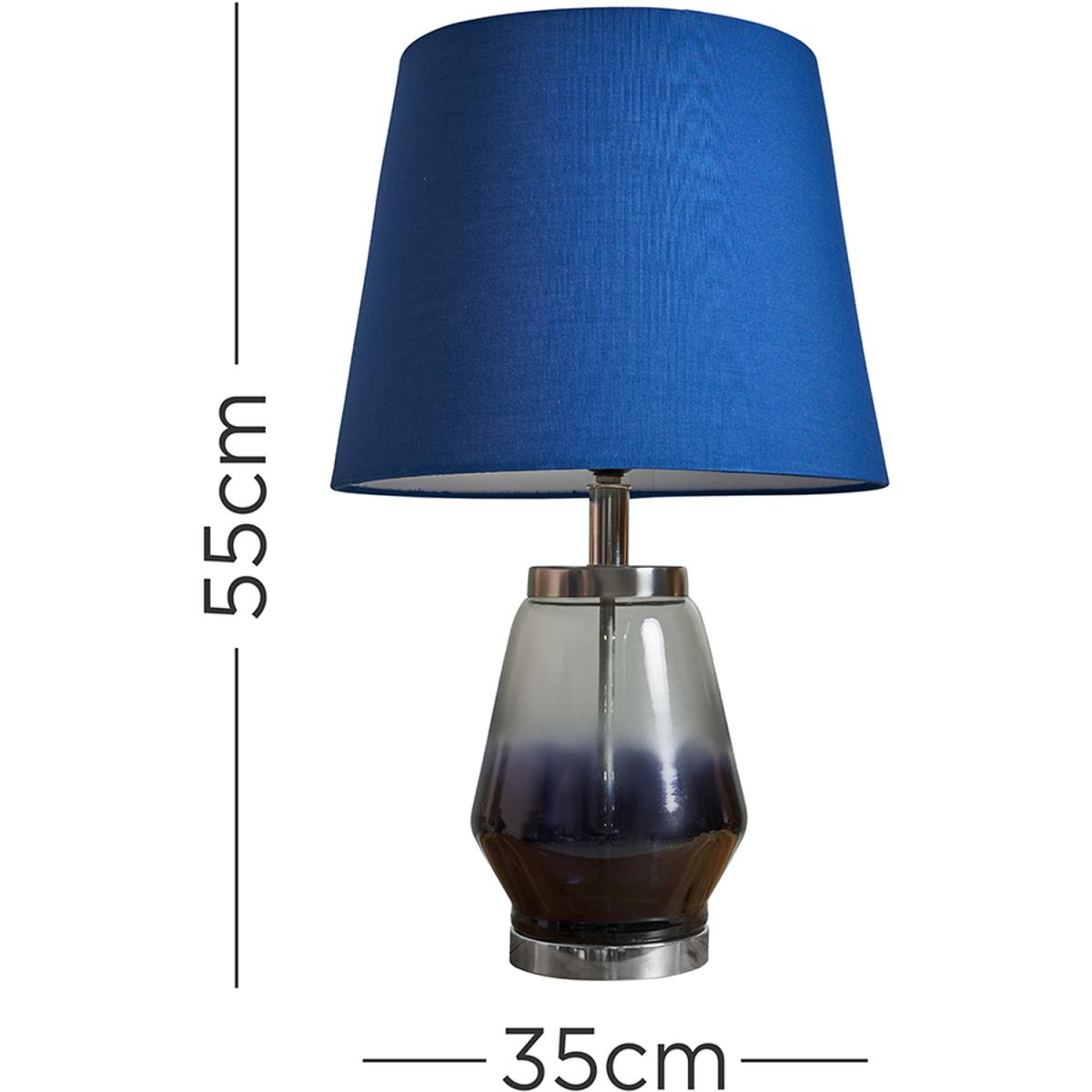 Contemporary Chrome And Blue Ombre Lustre Glass Table Lamp With Navy Blue Shade - Blue – image 3