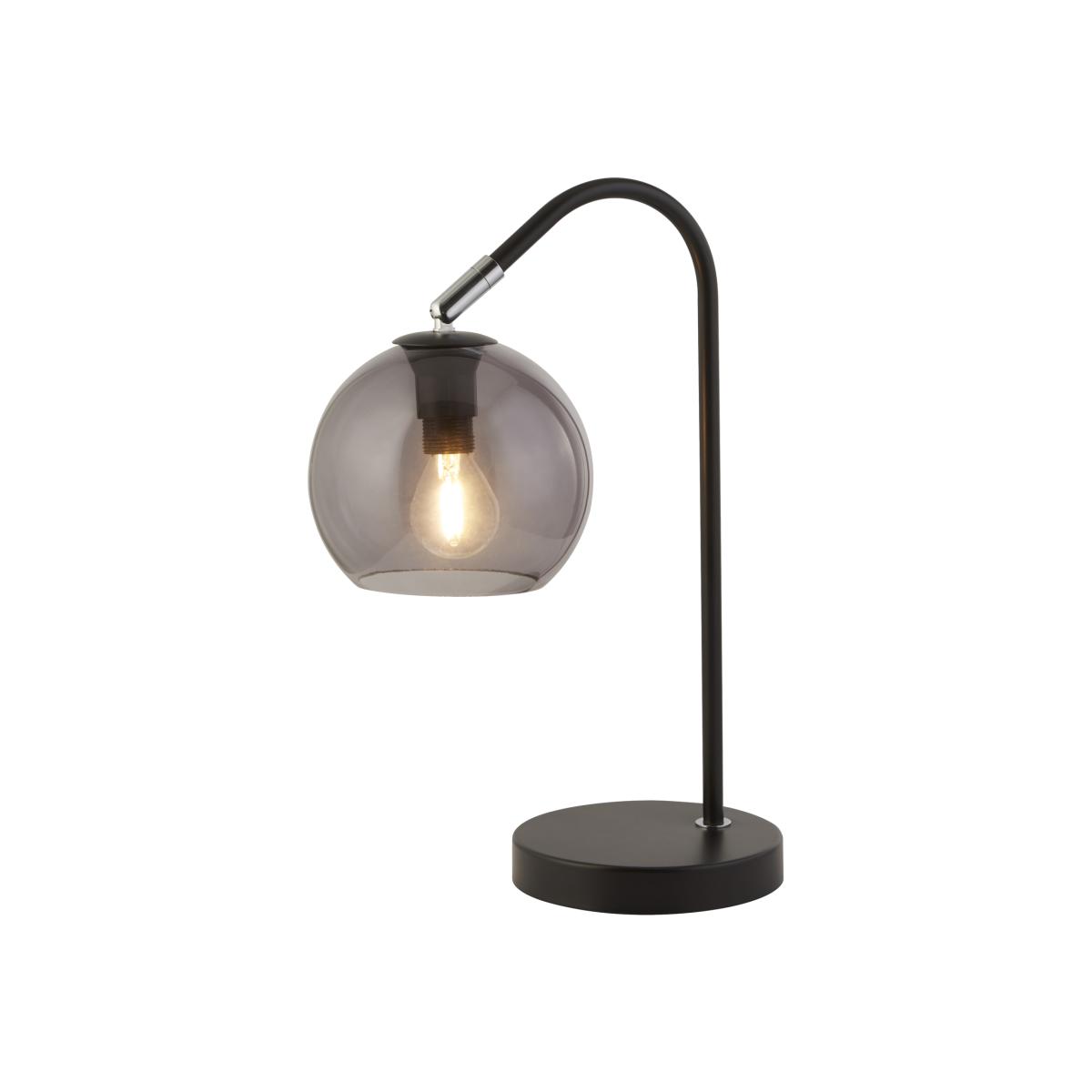 Matt Black Arc Table Lamp Smoke Glass - Black – image 1