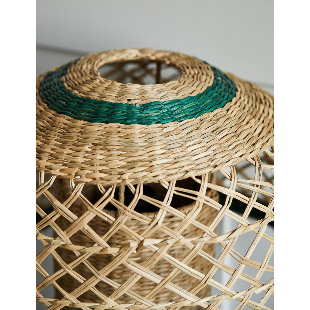 Green and Natural Boho Seagrass Table Lamp – image 3