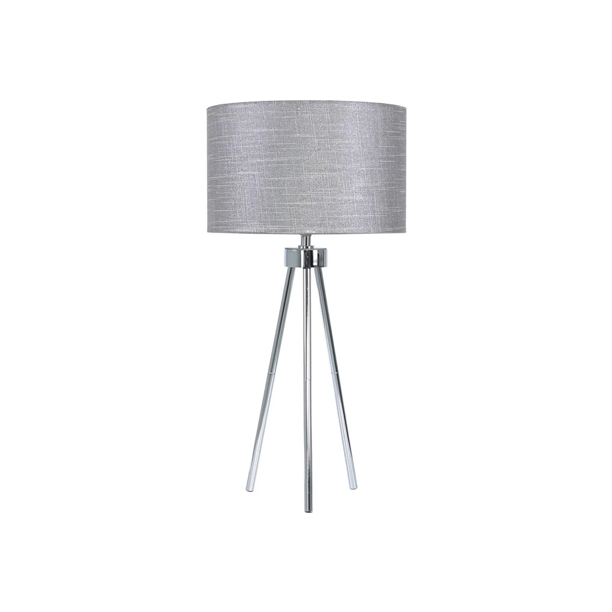 Deco Home Medium 68cm Chrome Tripod Table Lamp With Grey Linen Shade – image 1