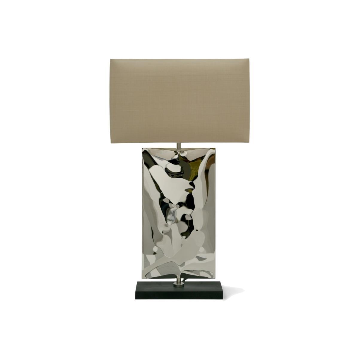Porta Romana I Small Waterfall Lamp I Polished Steel With Putty Shade