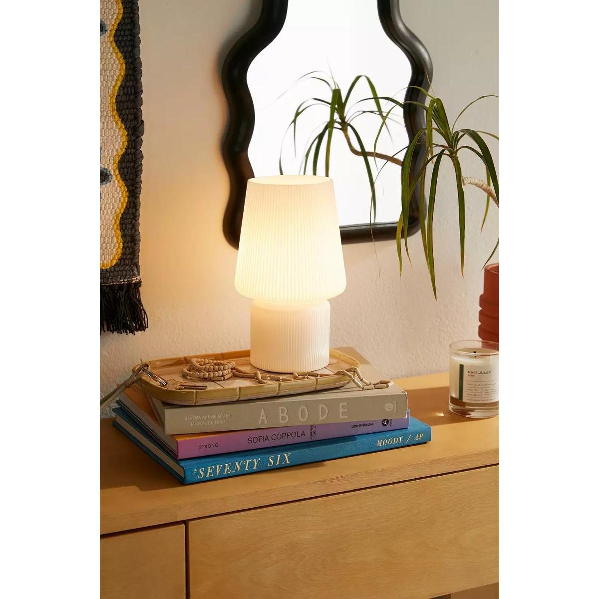 Ribbed White Little Glass Table Lamp - White ALL at Urban Outfitters – image 2
