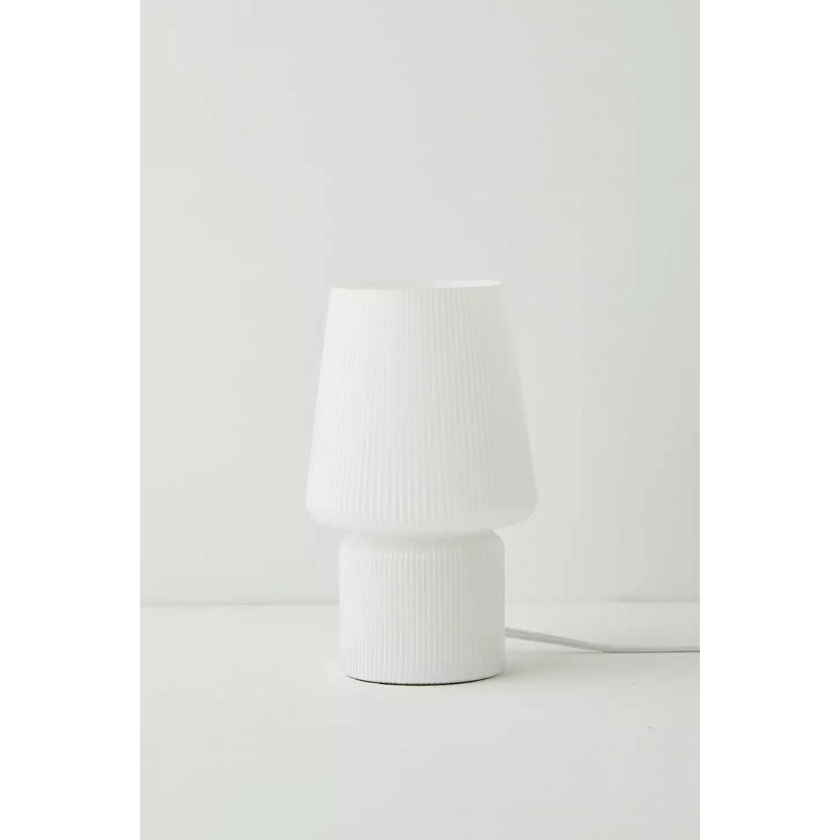 Ribbed White Little Glass Table Lamp - White ALL at Urban Outfitters – image 4