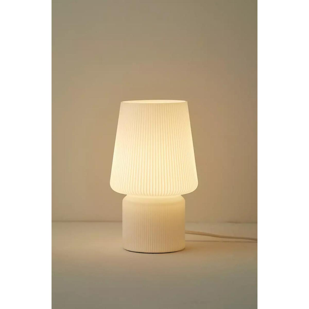 Ribbed White Little Glass Table Lamp - White ALL at Urban Outfitters – image 5