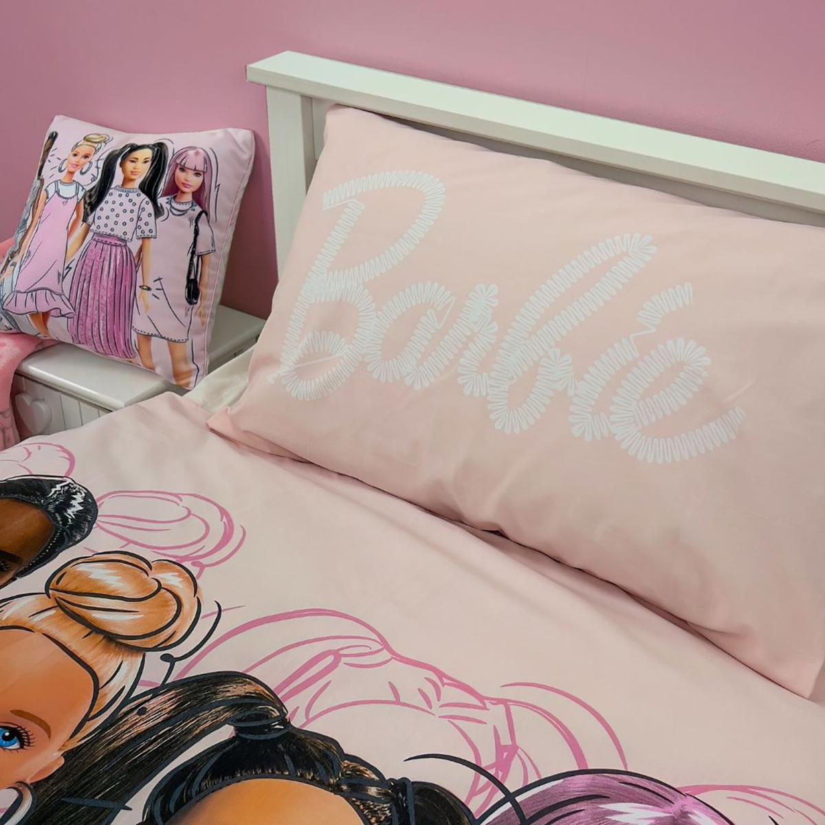 Barbie Figures Duvet Cover & Pillowcase Set, Single Pink – image 2