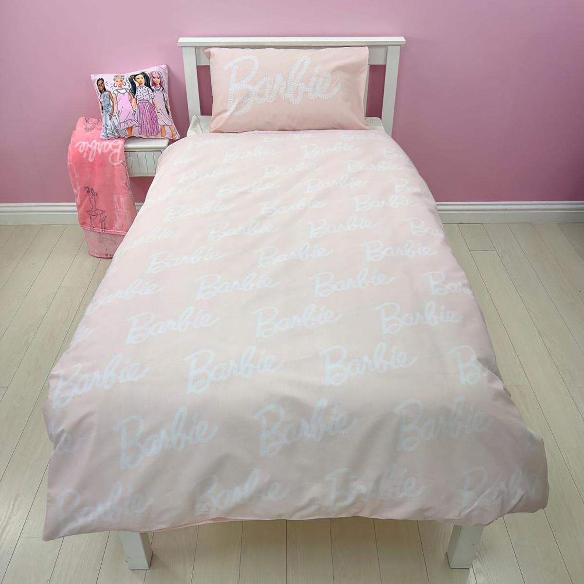 Barbie Figures Duvet Cover & Pillowcase Set, Single Pink – image 3