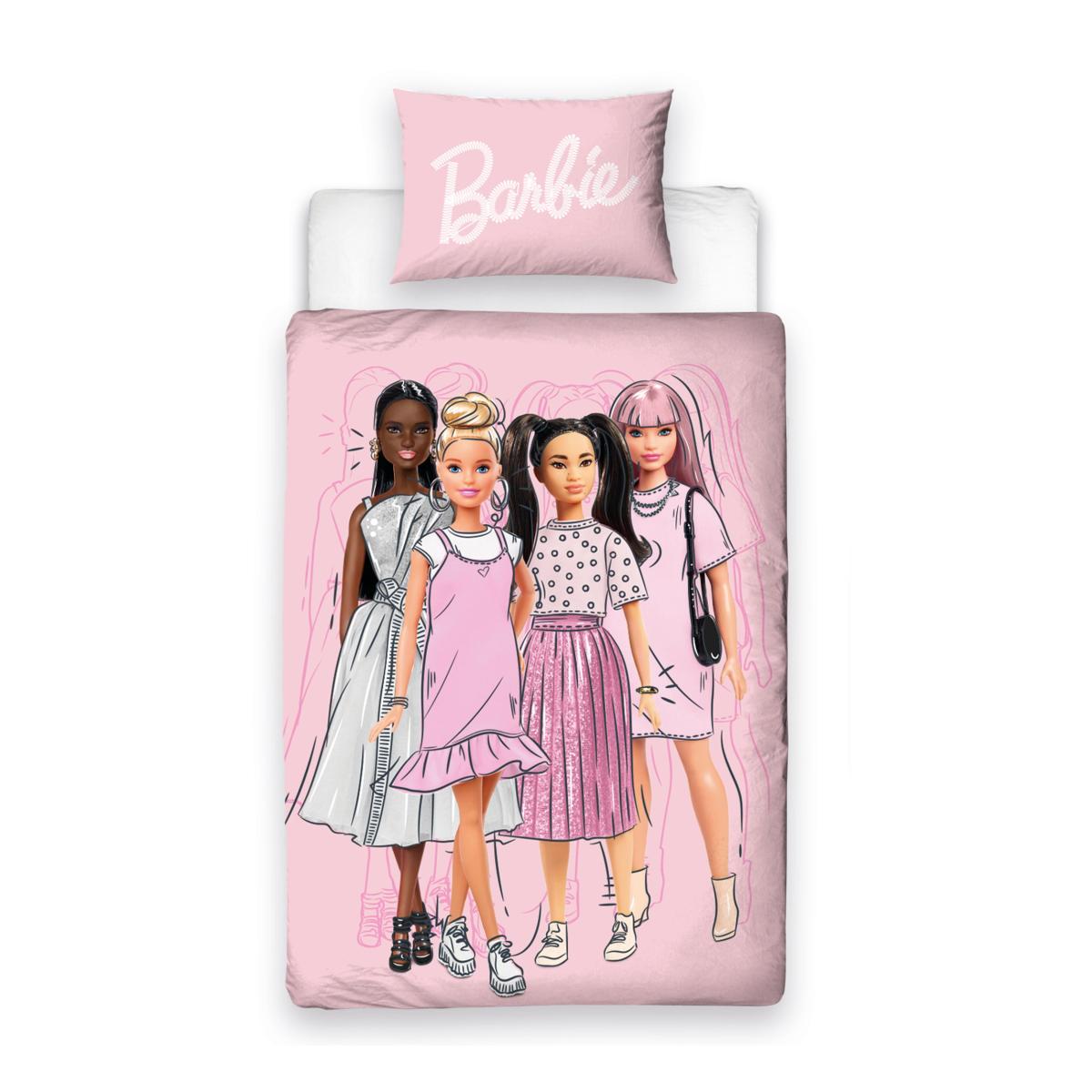 Barbie Figures Duvet Cover & Pillowcase Set, Single Pink – image 4