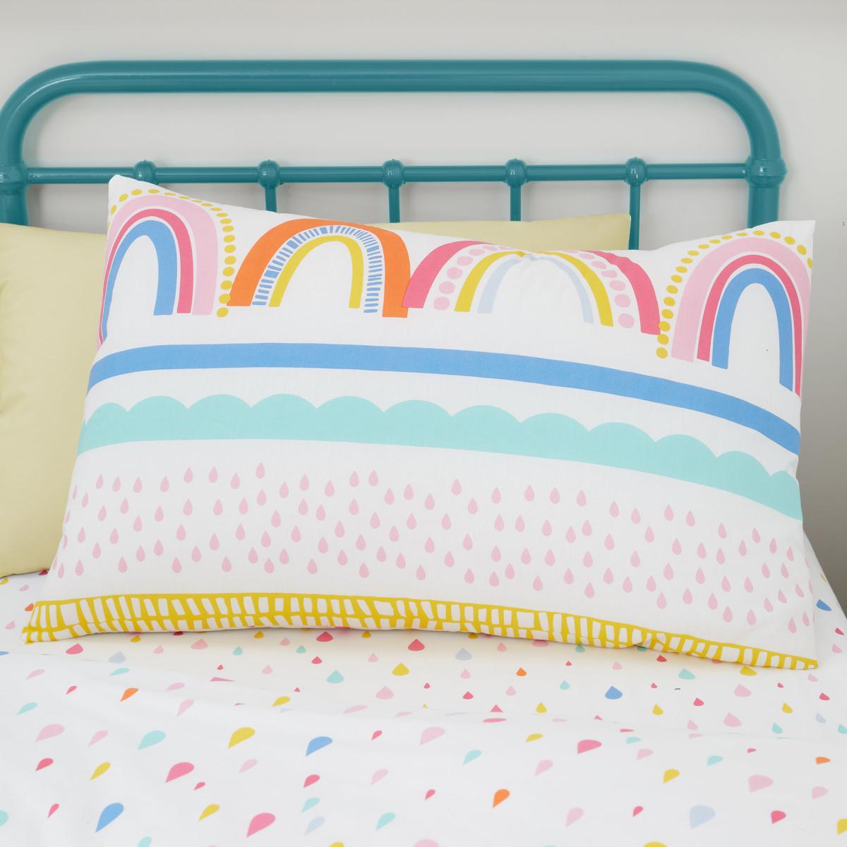 Elements Rainbow Geometric 100% Cotton Duvet Cover and Pillowcase Twin Pack Set Pink, Blue and Yellow – image 5