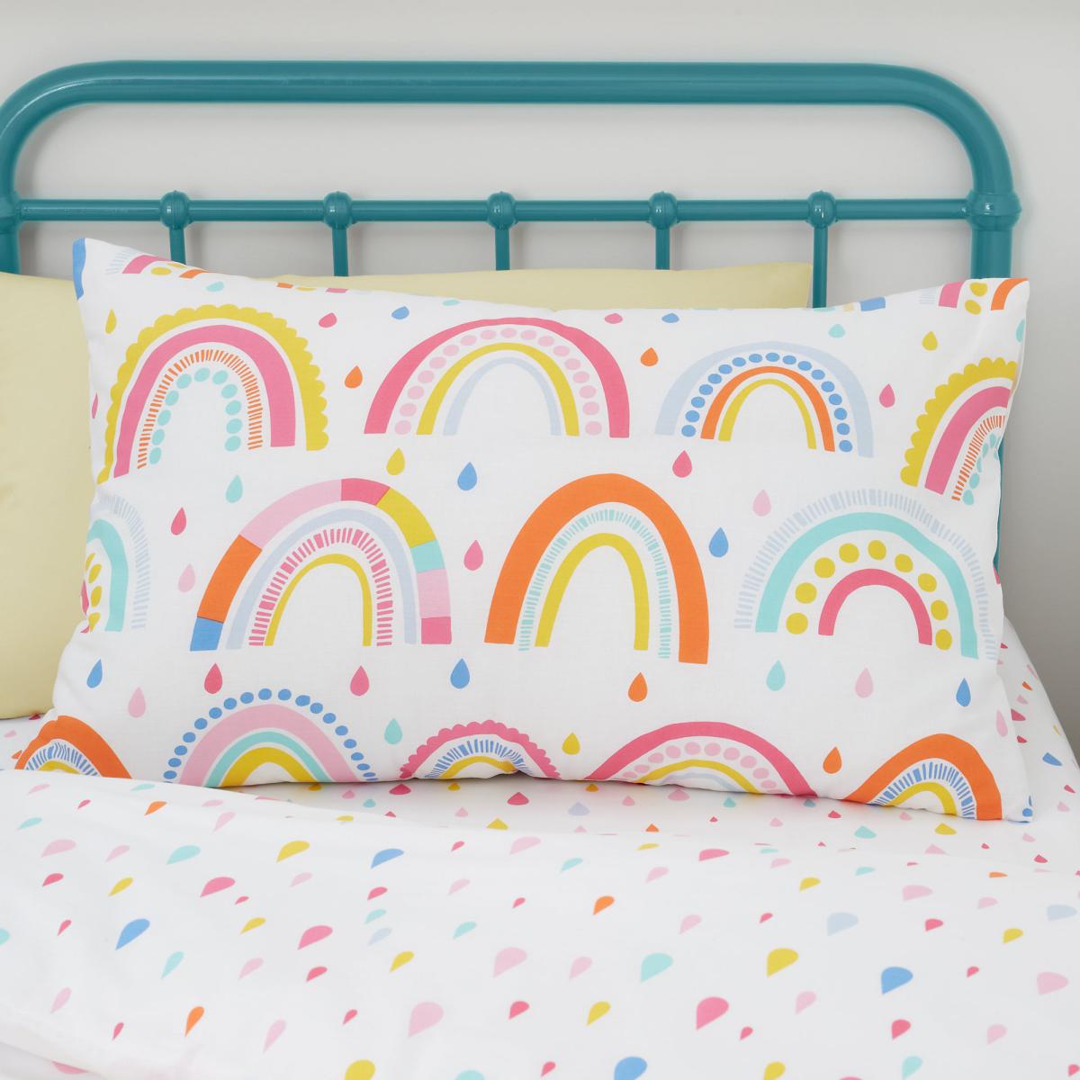 Elements Rainbow Geometric 100% Cotton Duvet Cover and Pillowcase Twin Pack Set Pink, Blue and Yellow – image 6