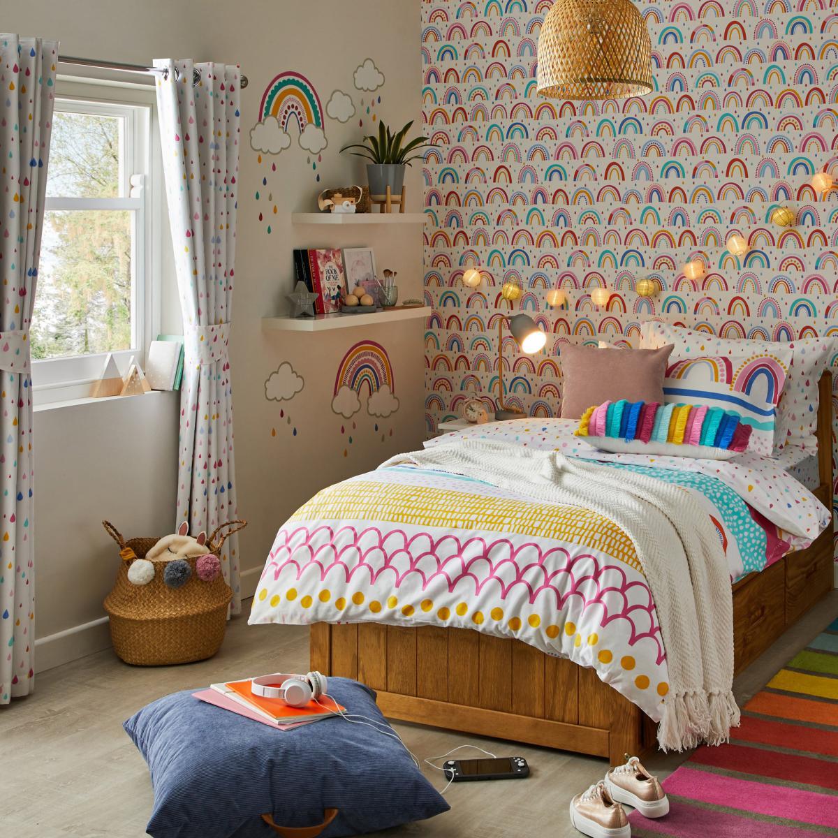 Elements Rainbow Geometric 100% Cotton Duvet Cover and Pillowcase Twin Pack Set Pink, Blue and Yellow – image 7
