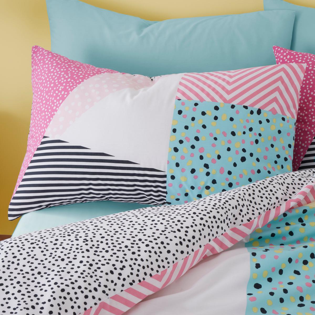 Bold Geo 100% Cotton Duvet Cover and Pillowcase Set Pink – image 3