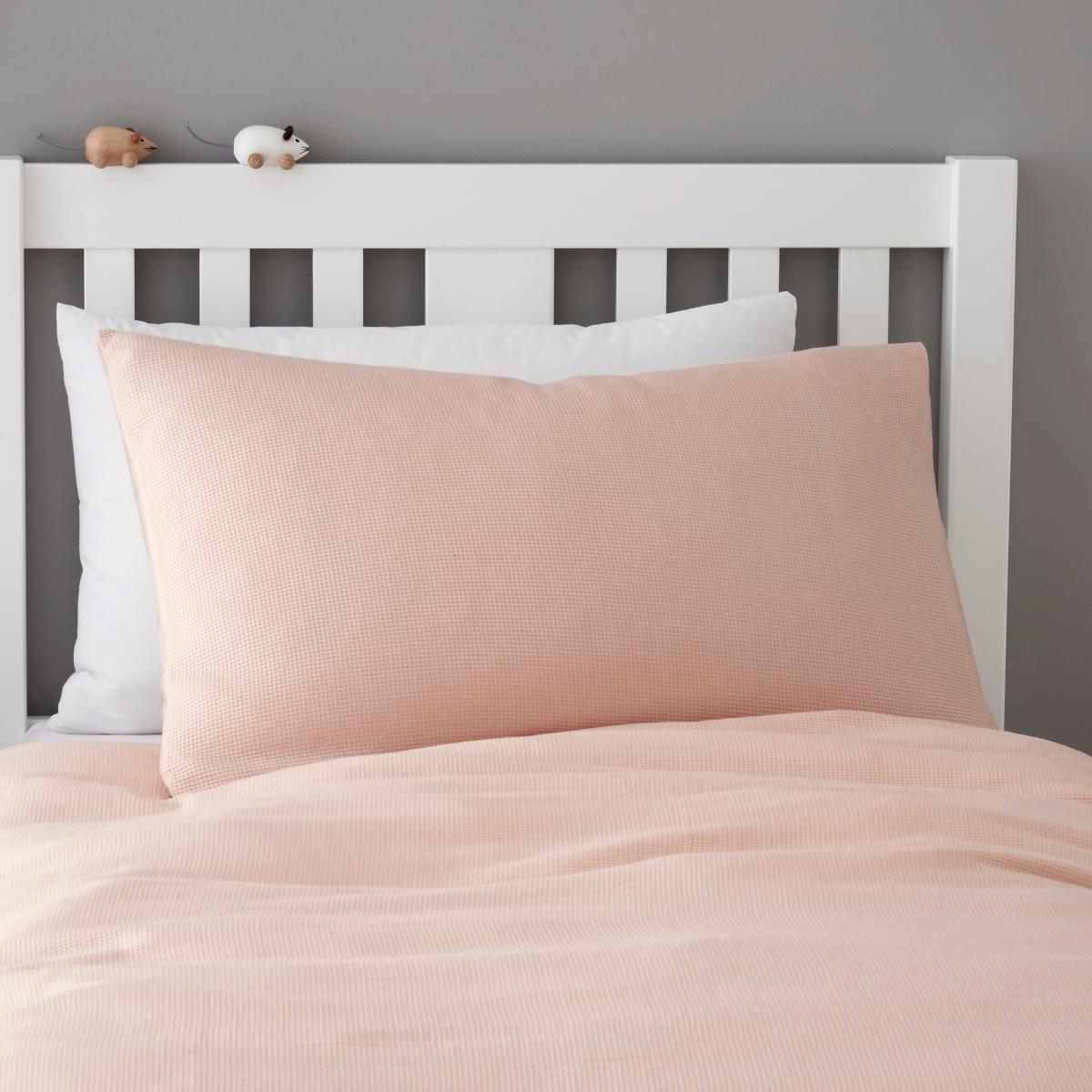 Mini Waffle Shell Pink 100% Cotton Duvet Cover and Pillowcase Set Pink – image 2