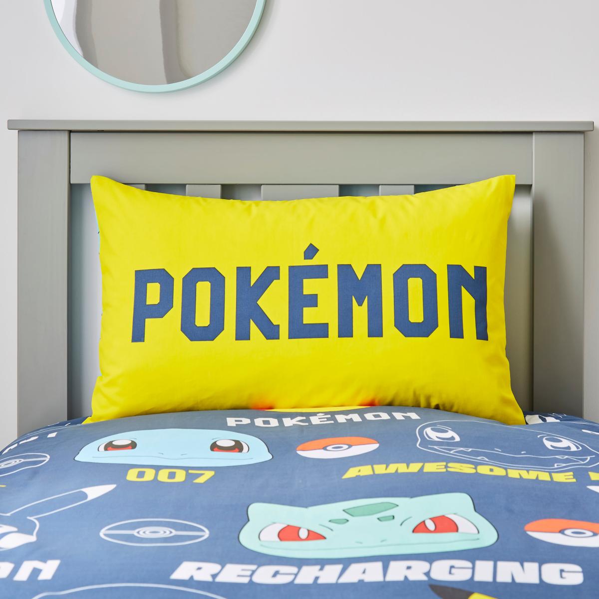 Pokémon Navy Single Duvet Cover and Pillowcase Set Navy Blue/Yellow/Red – image 2
