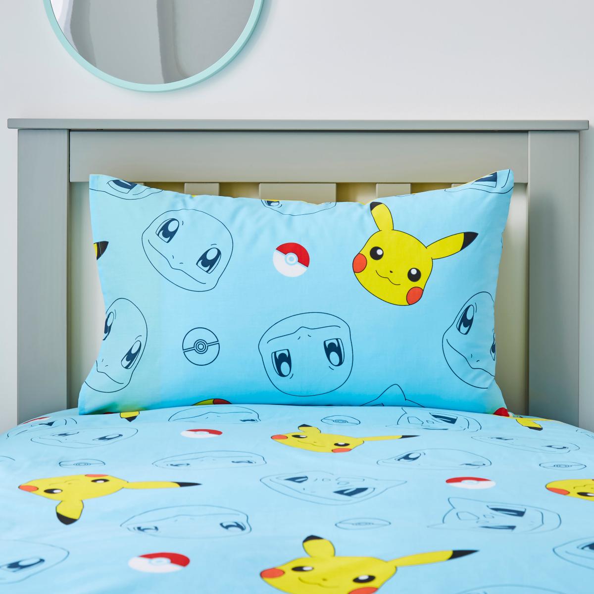 Pokémon Navy Single Duvet Cover and Pillowcase Set Navy Blue/Yellow/Red – image 4