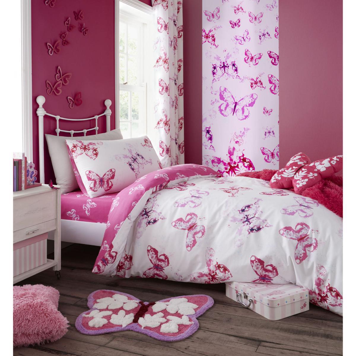 Catherine Lansfield Butterfly Pink Single Duvet Cover and Pillowcase Set Pink – image 2
