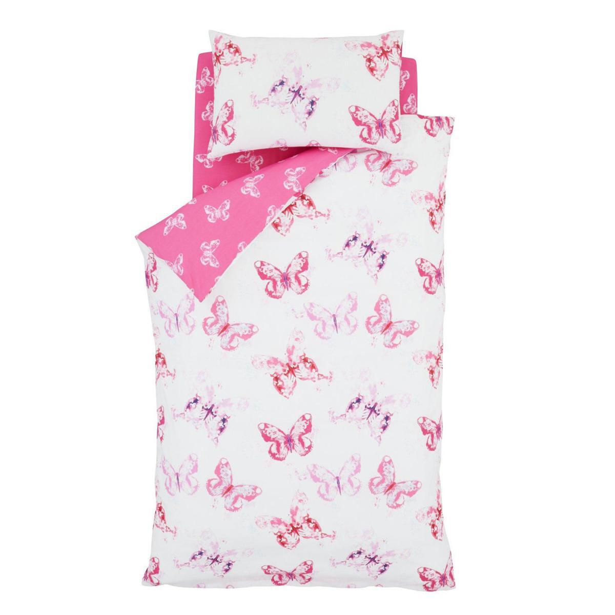 Catherine Lansfield Butterfly Pink Single Duvet Cover and Pillowcase Set Pink – image 3