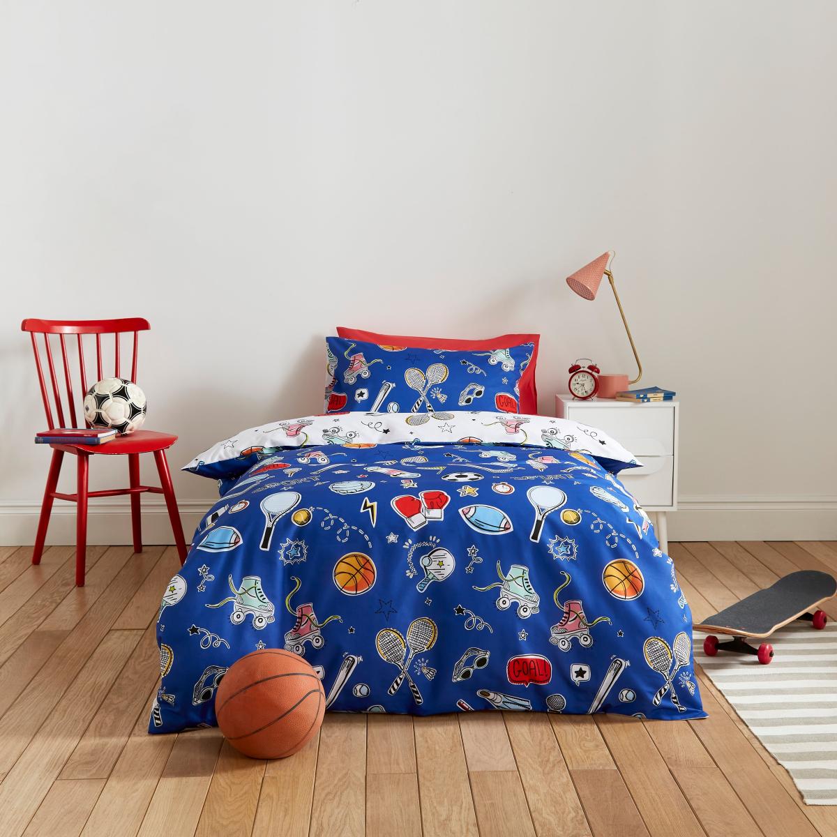 Sports Day Single Duvet Cover and Pillowcase Set Blue – image 2