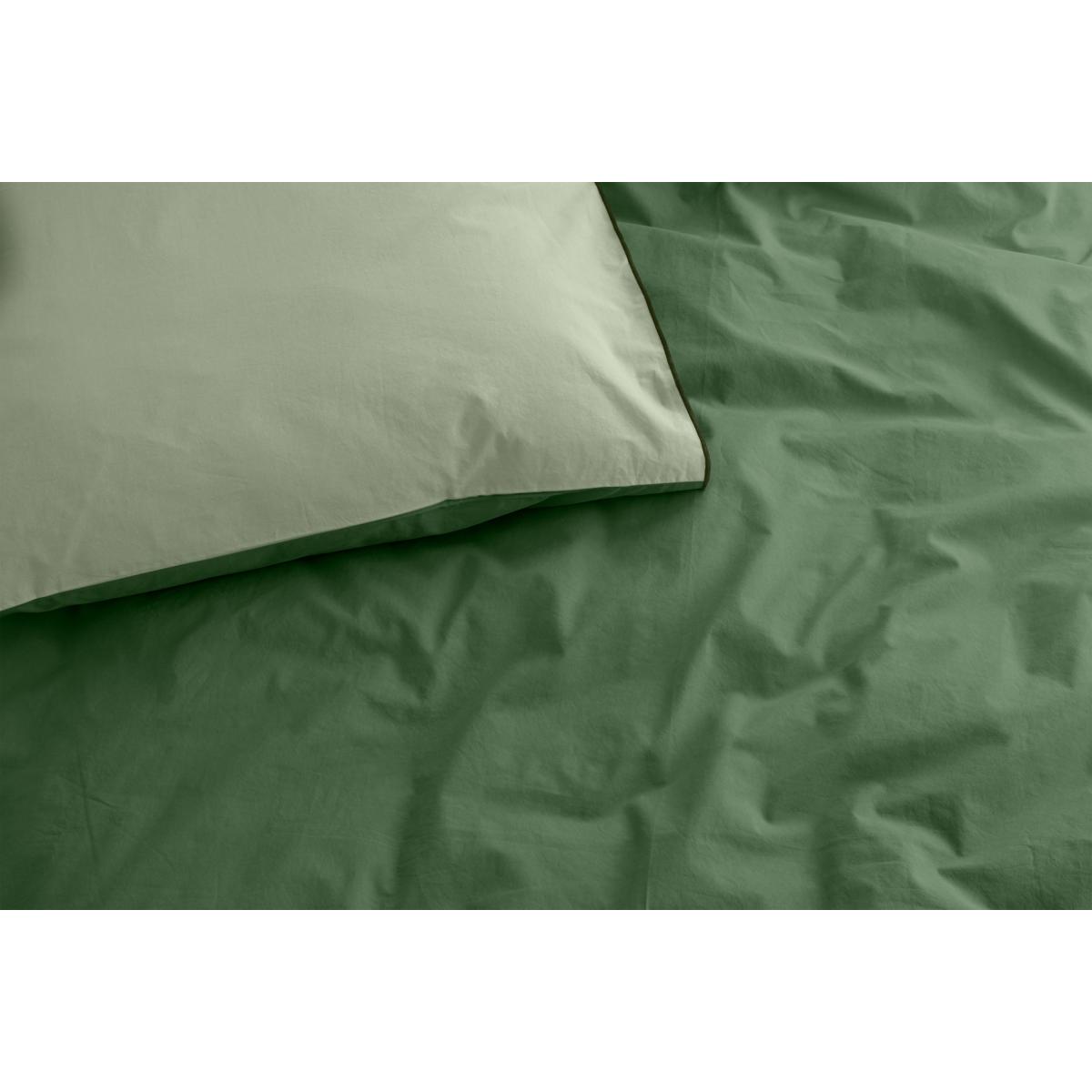 Solar 100% Cotton Reversible Duvet Cover + 1 Pillowcase, Single, Moss Green & Soft Green – image 5