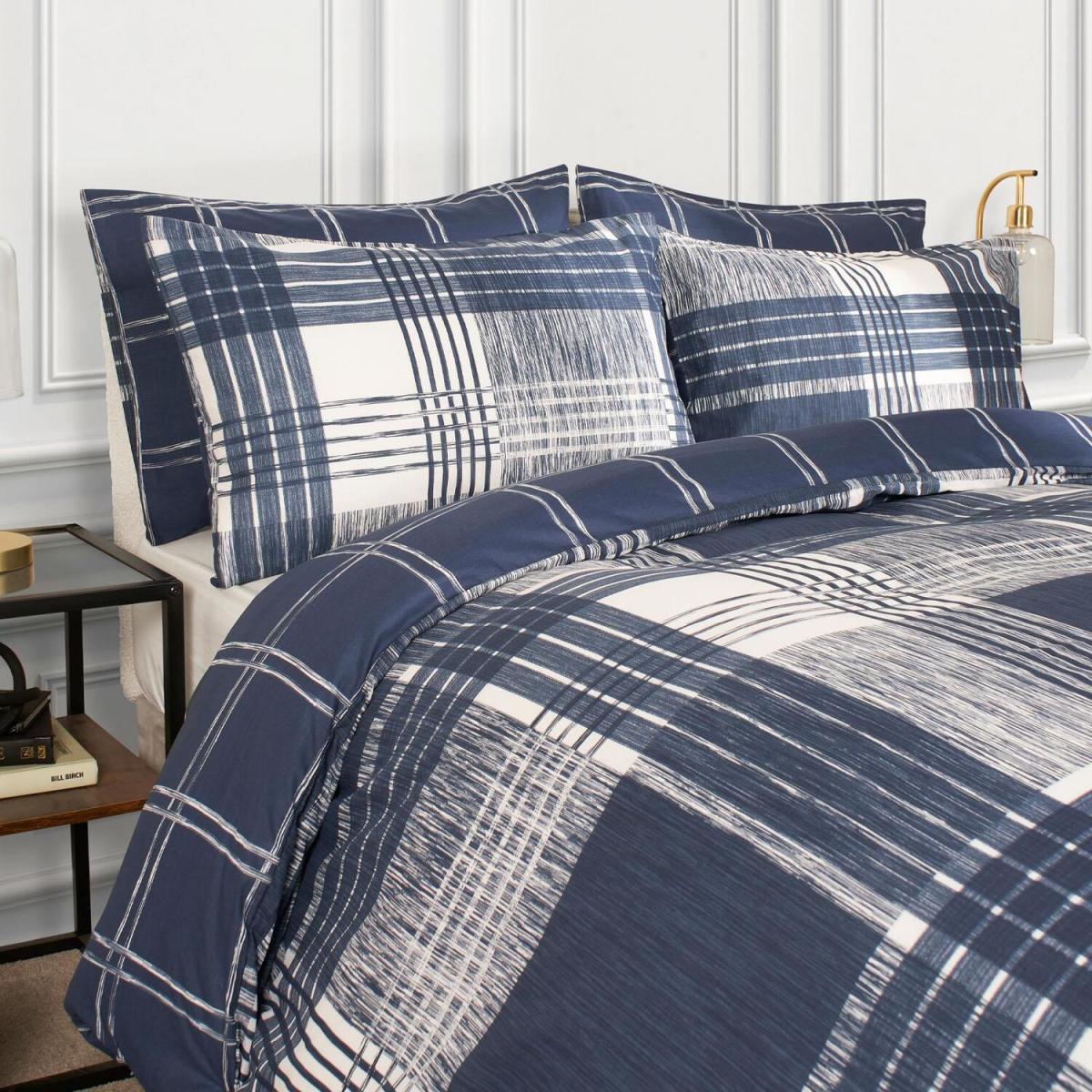 Check Tartan Duvet Cover Set - Navy / Single