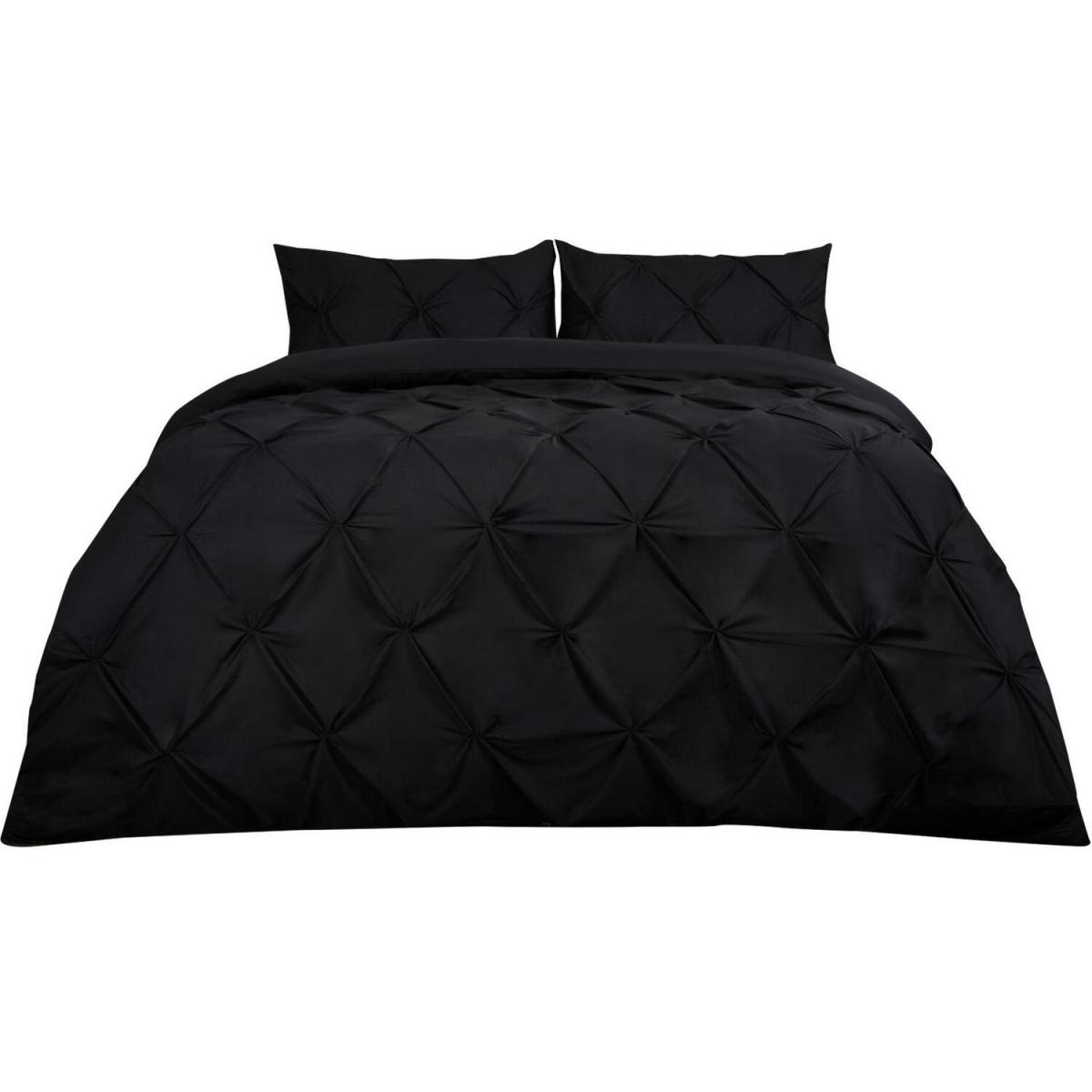Highams Diamond Pintuck Duvet Cover with Pillowcase - Forest Green / Single – image 12