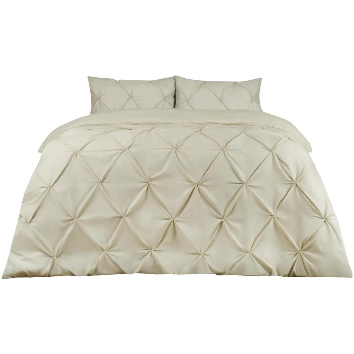Highams Diamond Pintuck Duvet Cover with Pillowcase - Forest Green / Single – image 15
