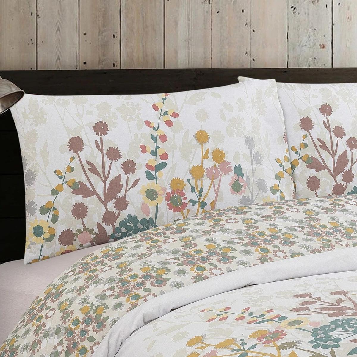 Vantona Classic Desert Blooms Duvet Cover Set - White/Multi / Single – image 1