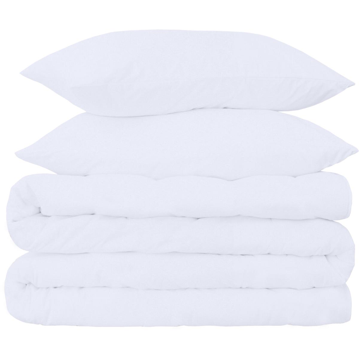 Flannel Fleece Single Duvet Cover and 2 pillowcases 50x70cm - White – image 3