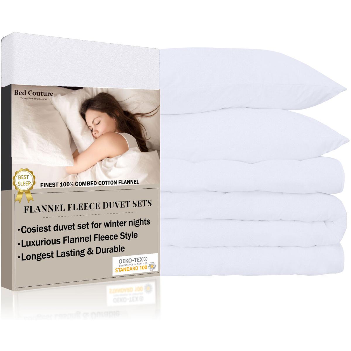 Flannel Fleece Single Duvet Cover and 2 pillowcases 50x70cm - White – image 5