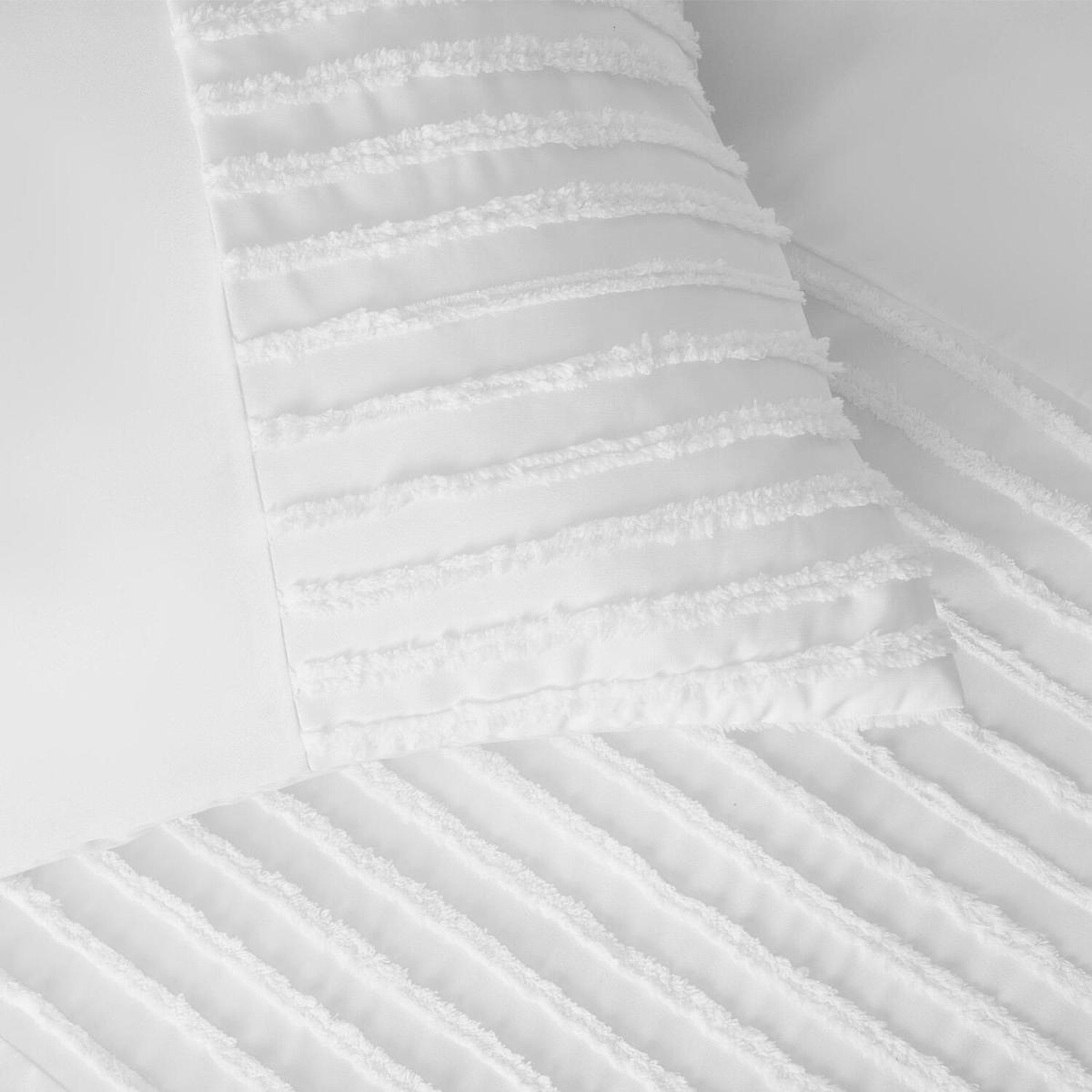 Sienna Tufted Stripe Panel Duvet Cover Bedding Set - White / Single – image 4