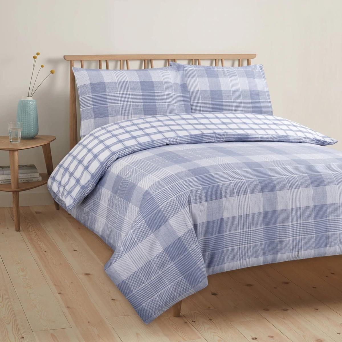 Vantona Easy Living Cottage Plaid Duvet Cover Set - Blue / Single – image 2