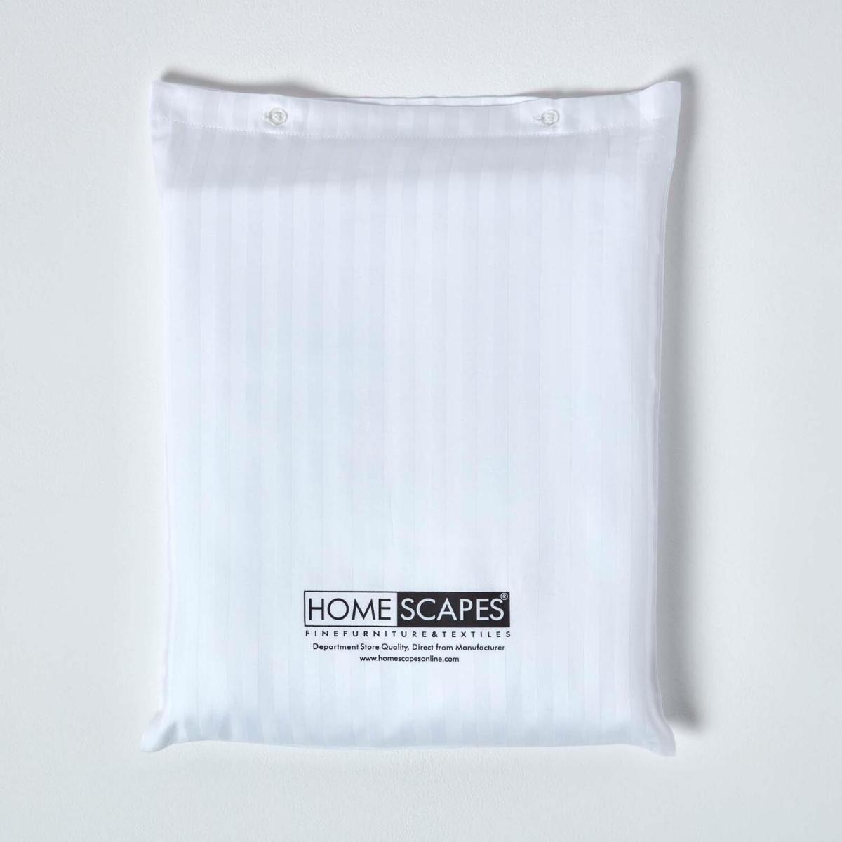 Satin Stripe Egyptian Cotton Duvet Cover with Pillowcase - White / Single – image 2